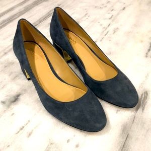 MICHAEL Michael Kors Lana Navy Suede Pumps EUC